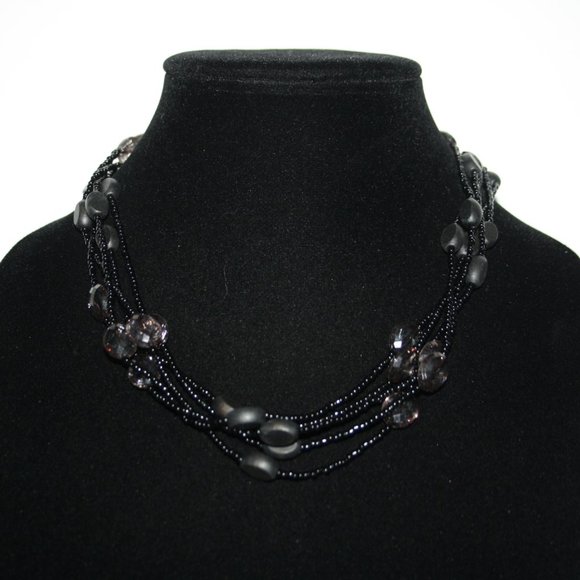 Beautiful black layered beaded necklace
